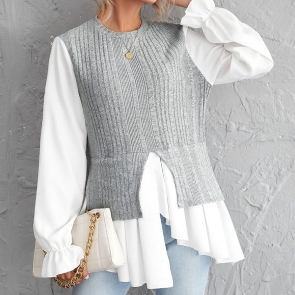 MODA ME COUTURE Tops - Minimalist Chic Flounce Sleeve Blouse